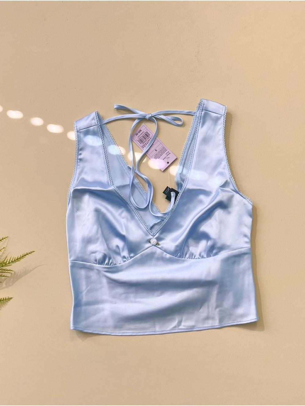 Wild Fable Size S Satin Tie-Back Tank Top – Light Blue – NWT